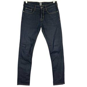 MANOR Men's Stretch Navy Skinny Denim Jeans 31x32 (31"x30.5") Mid Rise Regular